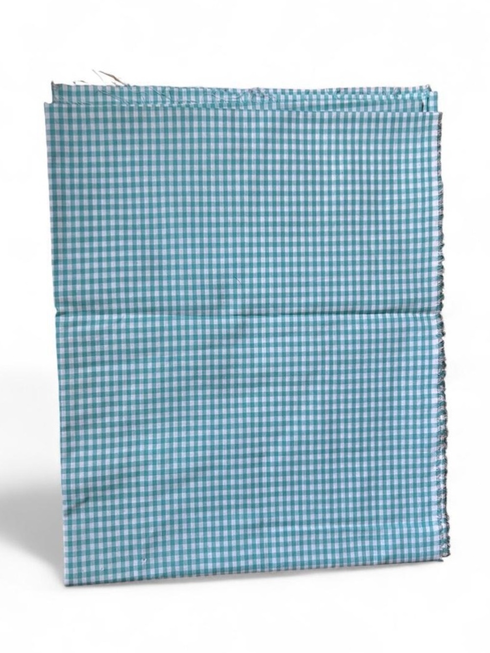 Aqua Gingham Cotton Fabric Remnant Cottagecore Coastal DIY Seamstress Sewing EUC